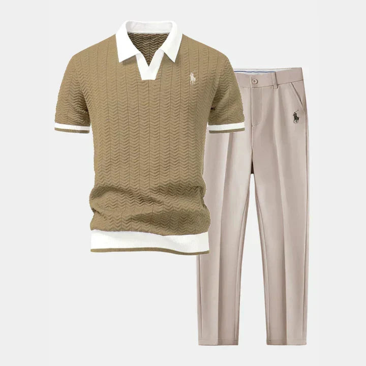 R&L – V-neck top and tapered trousers set
