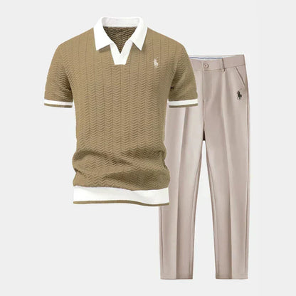 R&L – V-neck top and tapered trousers set