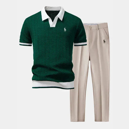 R&L – V-neck top and tapered trousers set