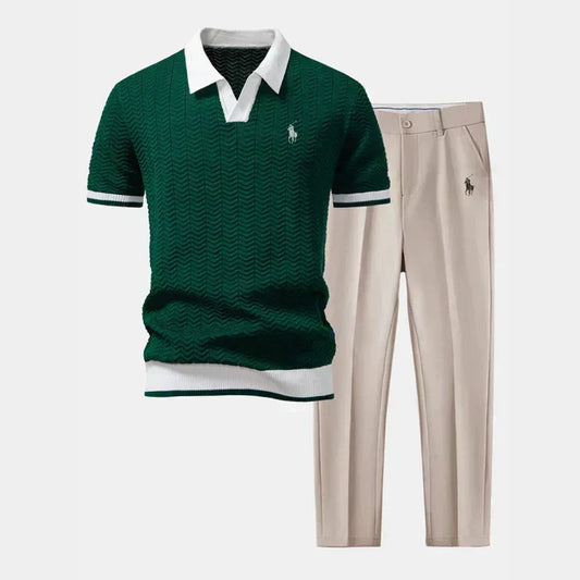 R&L – V-neck top and tapered trousers set