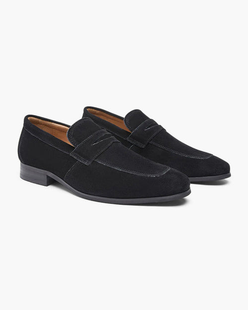 Suede penny loafers