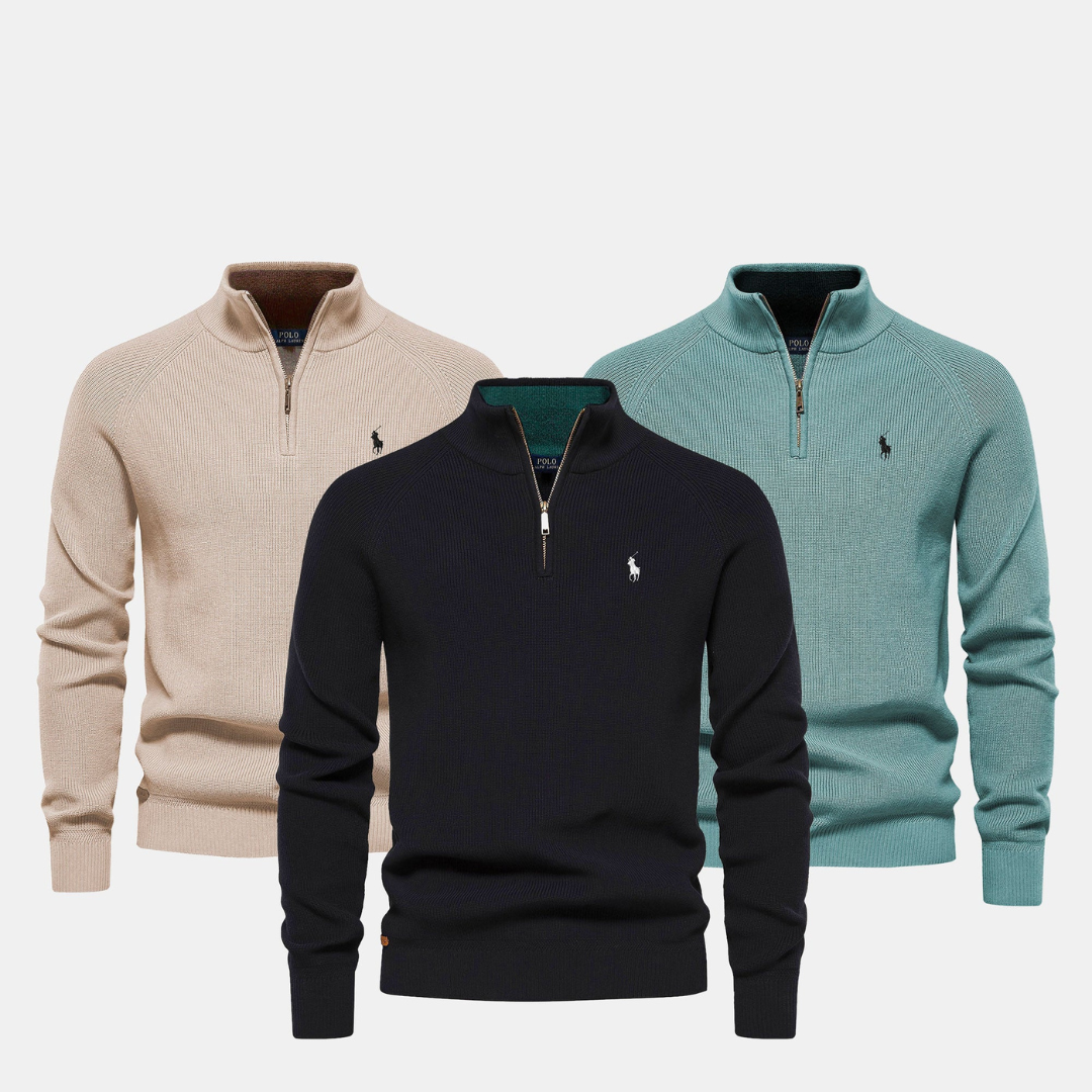 R&L - Zip Neck Knit Sweater