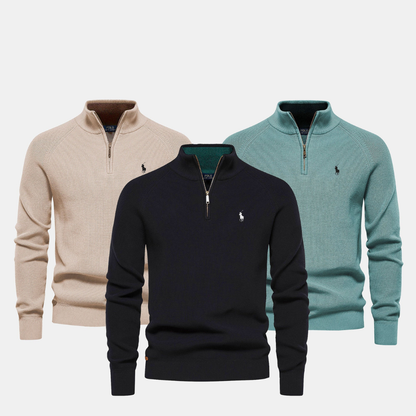 R&L - Zip Neck Knit Sweater