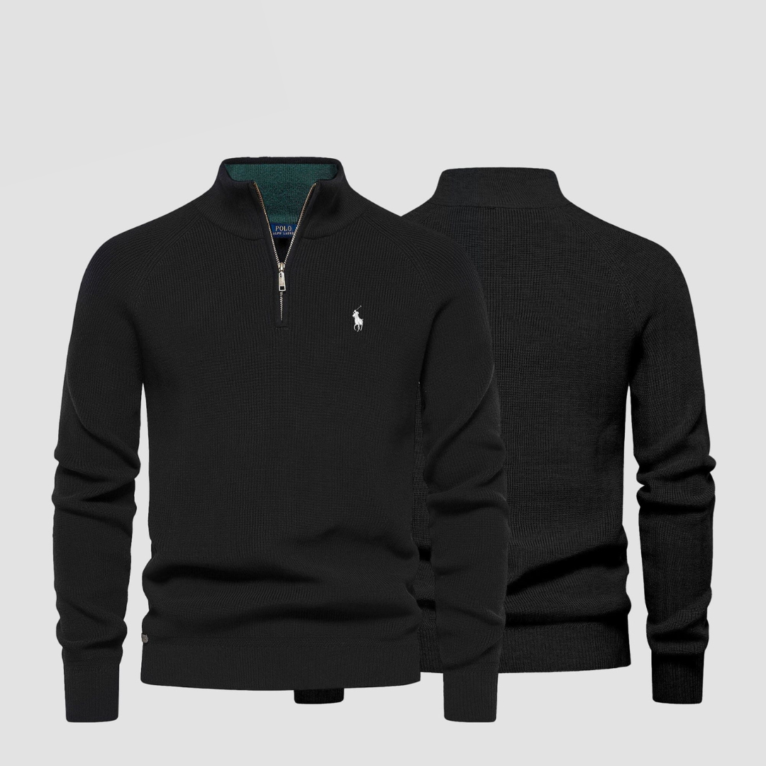 R&L - Zip Neck Knit Sweater