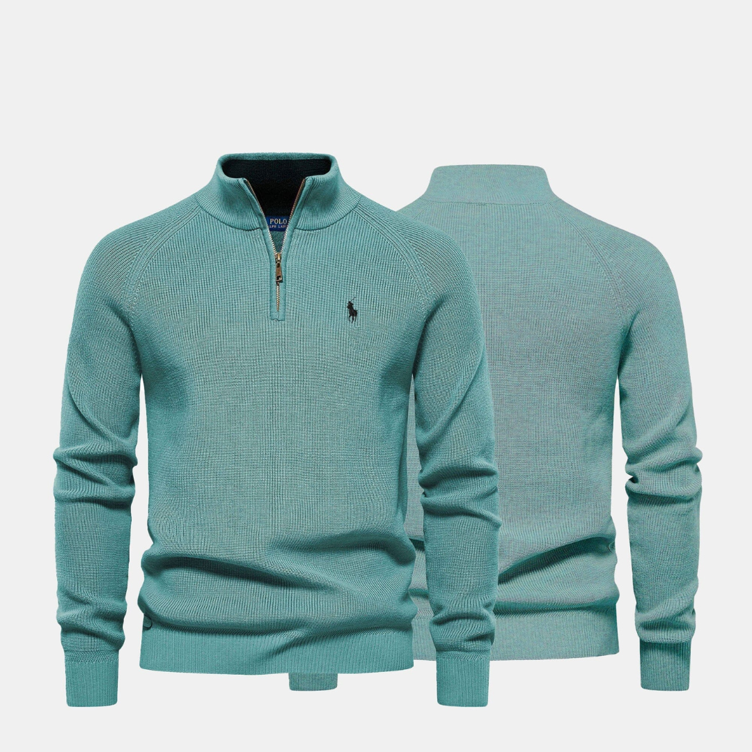 R&L - Zip Neck Knit Sweater