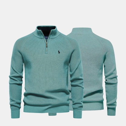 R&L - Zip Neck Knit Sweater