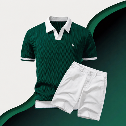 R&L - Slim Fit Cotton Shirt and Shorts Set