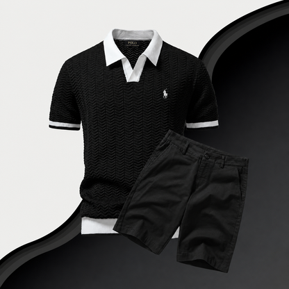 R&L - Slim Fit Cotton Shirt and Shorts Set