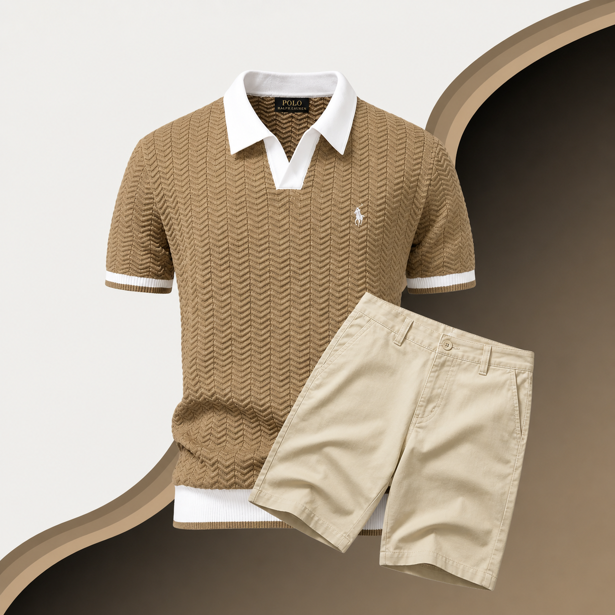 R&L - Slim Fit Cotton Shirt and Shorts Set