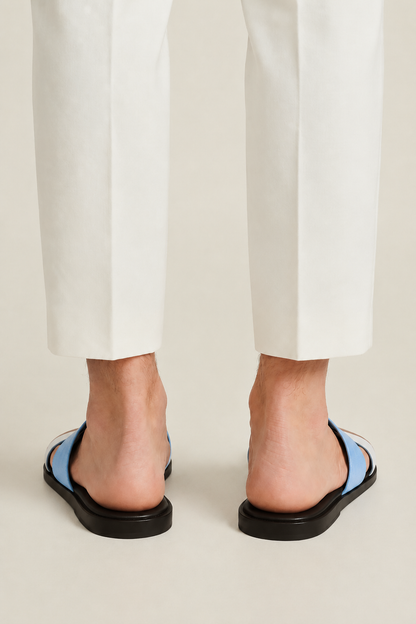 Roberth Suede Sandal Light Blue/White