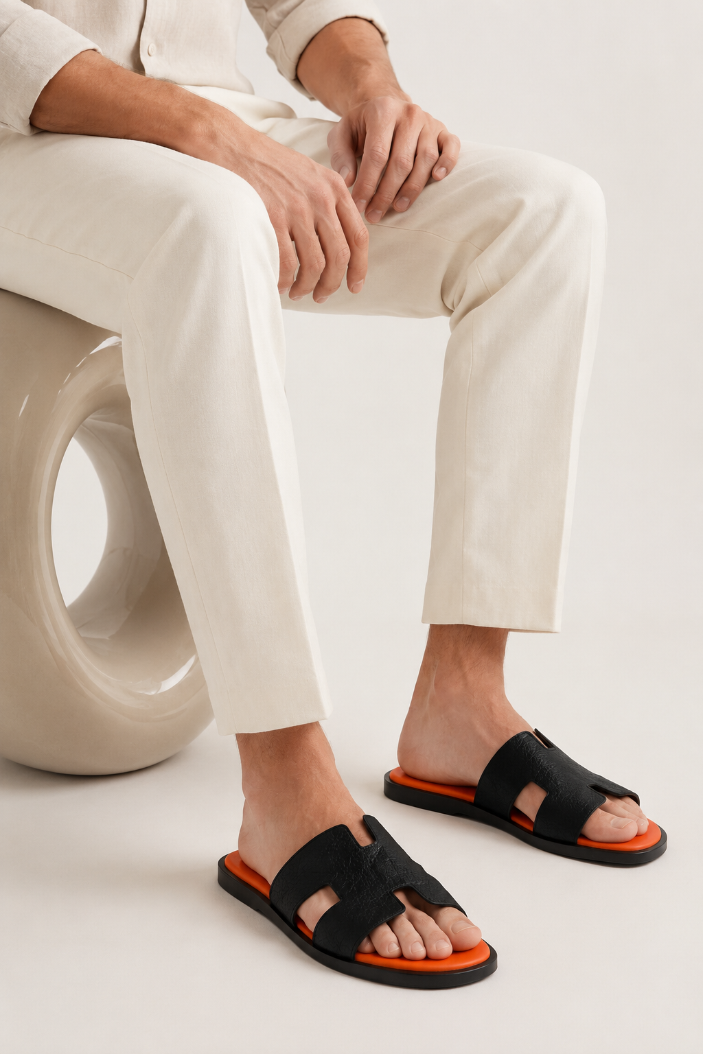 Roberth Suede Sandal Orange/Black